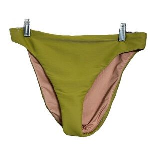 J. Crew Reimagined Green Ribbed High Rise Cheeky Bikini Bottoms NWOT Sz Medium
